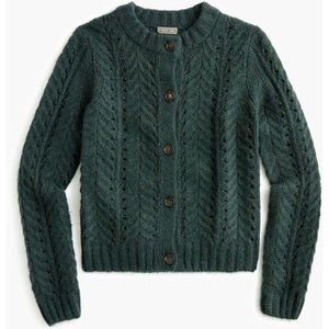 J. Crew Point Sur Pointelle Cardigan in Green - NWOT